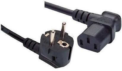 OEM Strømkabel Apparat C13 -  2m 90° Sort 3-pol SCHUKO-C13 0,75mm²