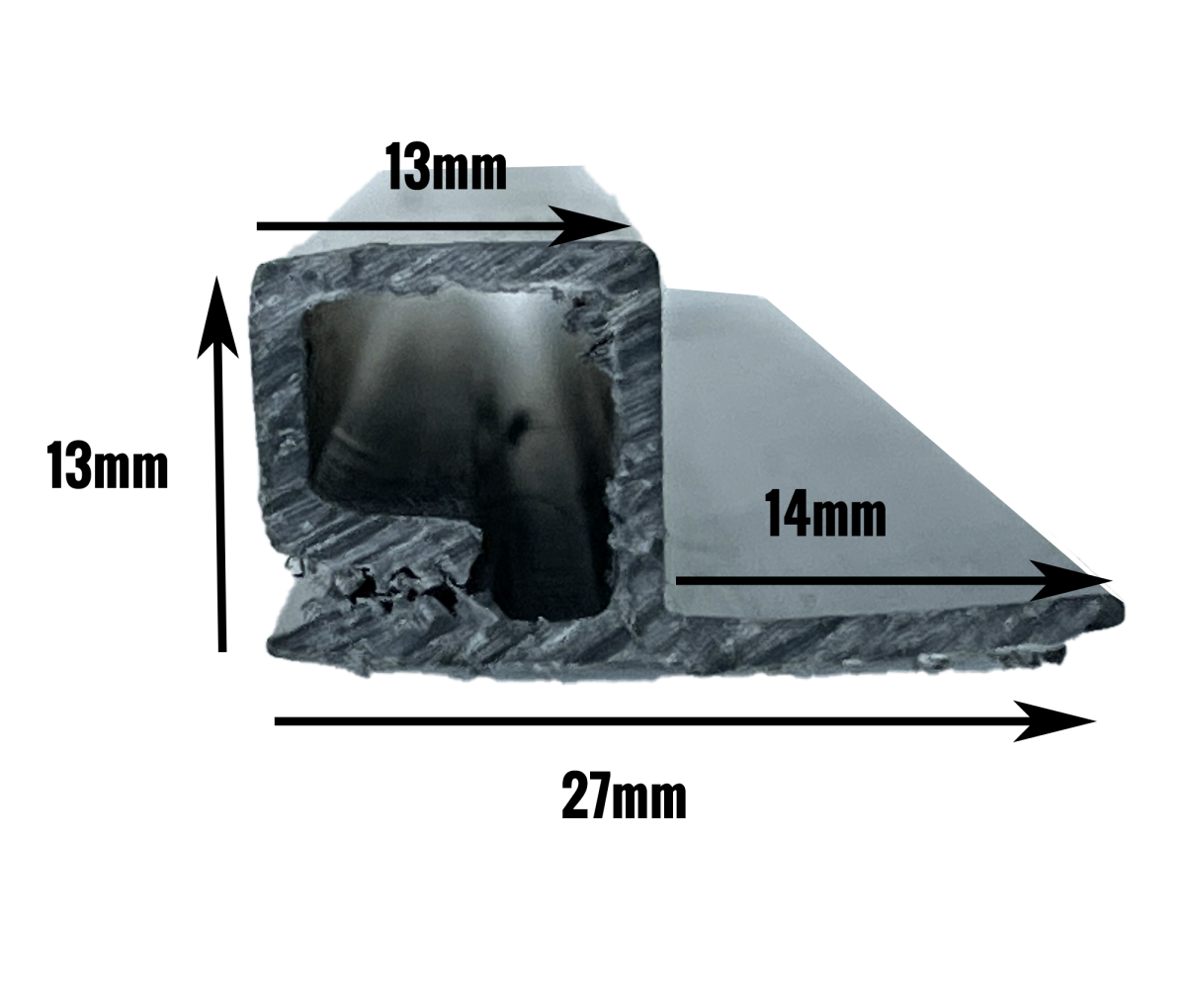OEM festeskinne / festelist for stoff sidematet 2m SORT - Bilde 2
