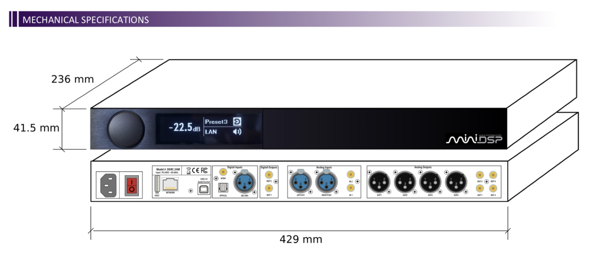 MINIDSP SHD DIRAC LIVE 2CH PREAMP OG STREAMER (ANALOG + DIGITAL) - Bilde 3