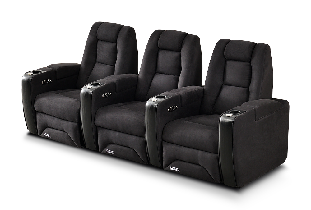 DreamScreen CineSeat ProMotor v4 Motorisert Recliner 3-seter TextileShield Mikrofiber Sort