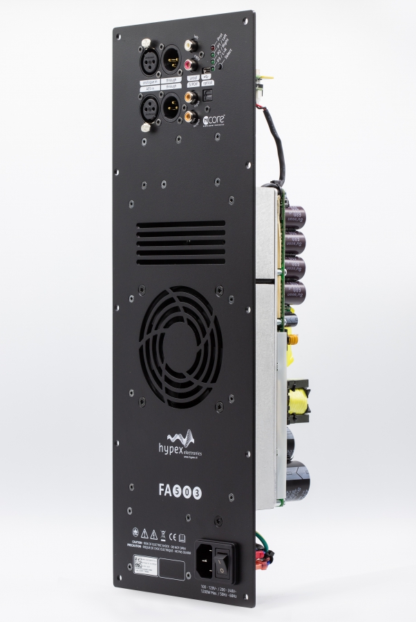 HYPEX FA503 FusionAmp plateforsterker 2x500W + 1x100W med analog og digital inn